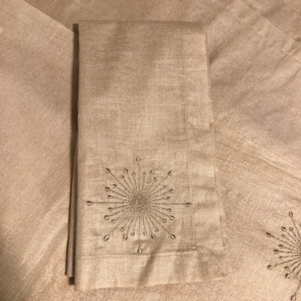 NEW Z Gallerie Gold Embroidered napkins set of 5